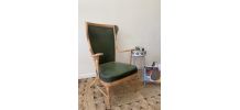 Fauteuil anglais cuir vert bouteille