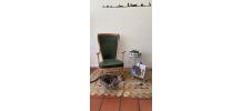 Fauteuil anglais cuir vert bouteille