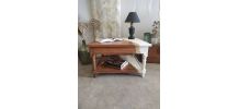 Table basse blanc, bois et feuille d'or