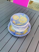Assiettes vintage italy ceramique quadrifoglio tournesol