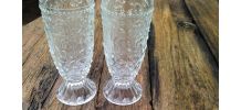 2 verres à pied gravé véritable Bohème Tchécoslovaque 