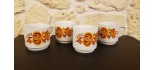 4 mugs vintage décor floral orange Monopoli