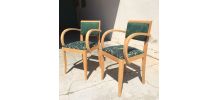 Paire de fauteuils bridge restaurés années 50