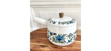 Casserole poêlon émaillé à fleurs style scandinaves 