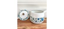 Casserole poêlon émaillé à fleurs style scandinaves 