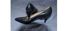 chaussures vintage années 60 escarpins Cypris bleu foncé
