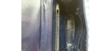 Sac à main en daim bleu et anse carey