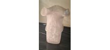 Très joli vase en pate de verre rose pâle et blanc,1,5kg  mu