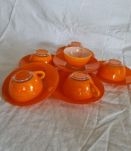 Tasses et sous Tasses DURALEX orange 