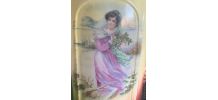 Pichet ancien esprit barbotine faïence personnage peint