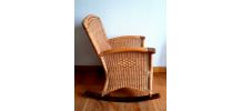 Rocking chair en rotin vintage 1970 