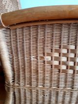 Rocking chair en rotin vintage 1970 