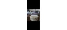 Pouf blanc cassé 