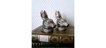 Sel et poivre lapins en bronze argenté 