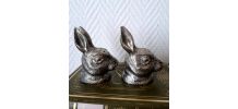 Sel et poivre lapins en bronze argenté 