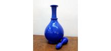 Carafe vintage en opaline bleu cobalt