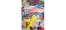 Peinture technique mixte collage, bombe aérosol