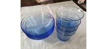 Lot 4 bols + 4 verres bleus
