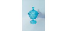 Drageoir art déco en verre trempé bleu