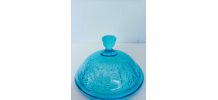 Drageoir art déco en verre trempé bleu