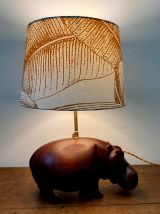 Lampe hippopotame en bois exotique 