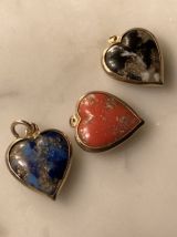 Collier et Ensemble de cœurs  pendentifs chaîne en argent 