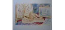 Aquarelle originale "Vitrine d'antiquaire Bergerac"