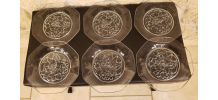 6 assiettes à dessert octogonales en verre trempé