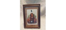 cadre déco chef indien sur peau de cuir