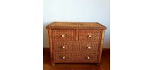 Commode en rotin vintage 1970 