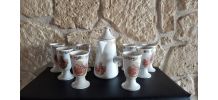 Service chocolatière + 8 mazagrans porcelaine 