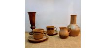 Tasses et vase Sarreguemines modèle Chaumière 