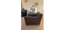 Fauteuil cuir véritable CINNA rive droite vintage