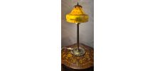 lampe art nouveau en bronze abat jour pate verre 59x20 