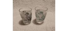 Duo verre à liqueur calèche bateaux vintage rétro France
