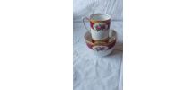 Grand sucrier et 2 petites tasse café"moca" en porcelaine