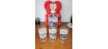 Ensemble Carafe et 3 verres à liqueur, Chateaux de la Loire