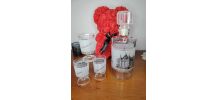Ensemble Carafe et 3 verres à liqueur, Chateaux de la Loire