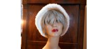 BOB VINTAGE FAUSSE FOURRURE CHAPEAU T UNIQUE REGLABLE CREME 