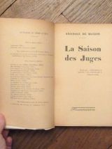 La Saison des Juges- Anatole de Monzie- Flammarion   