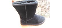 UGG BOTTINES NOIR CUIR DAIM FOURREES T 36-37 NEUF 