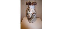Vase 19ème en opaline, décor cloisonné, peint à la main
