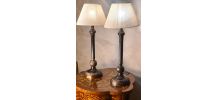 paire de lampe  de chevet  metal patiné et vernis   47x20 el