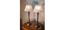 paire de lampe  de chevet  metal patiné et vernis   47x20 el