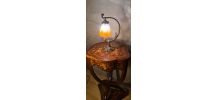 lampe art nouveau ancienne bronze et jolie tulipe hexagonale