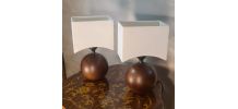 lampe de chevet design scandinave boule bois ronde 26x15 cm