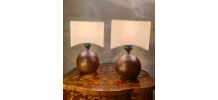 lampe de chevet design scandinave boule bois ronde 26x15 cm