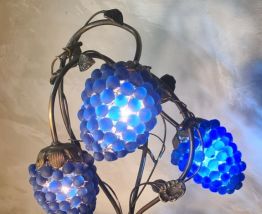 lampe  de salon bronze 1980 venise verre murano bleu  fruit 