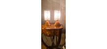 paire de lampe bois conique scandinave abat jour cordon tres