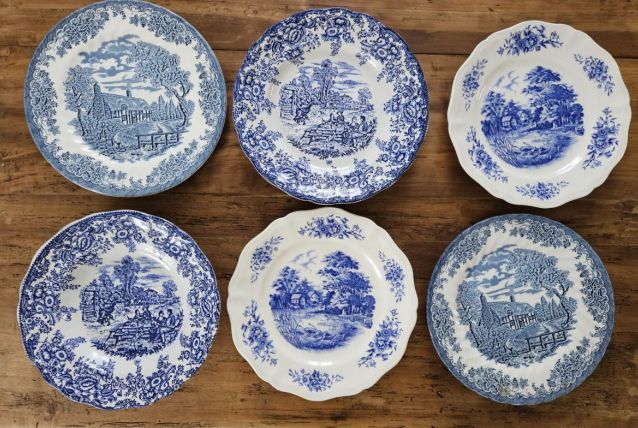 Lot de 6 assiettes dépareillées vintage 